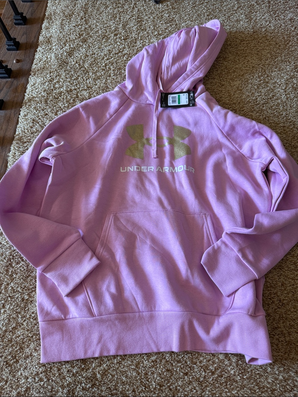 Under Armour Lavender pink Pullover Hoodie with Metallic Logo
